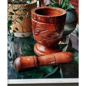 Puerto Rico Pilon, wooden mortar + pestle
